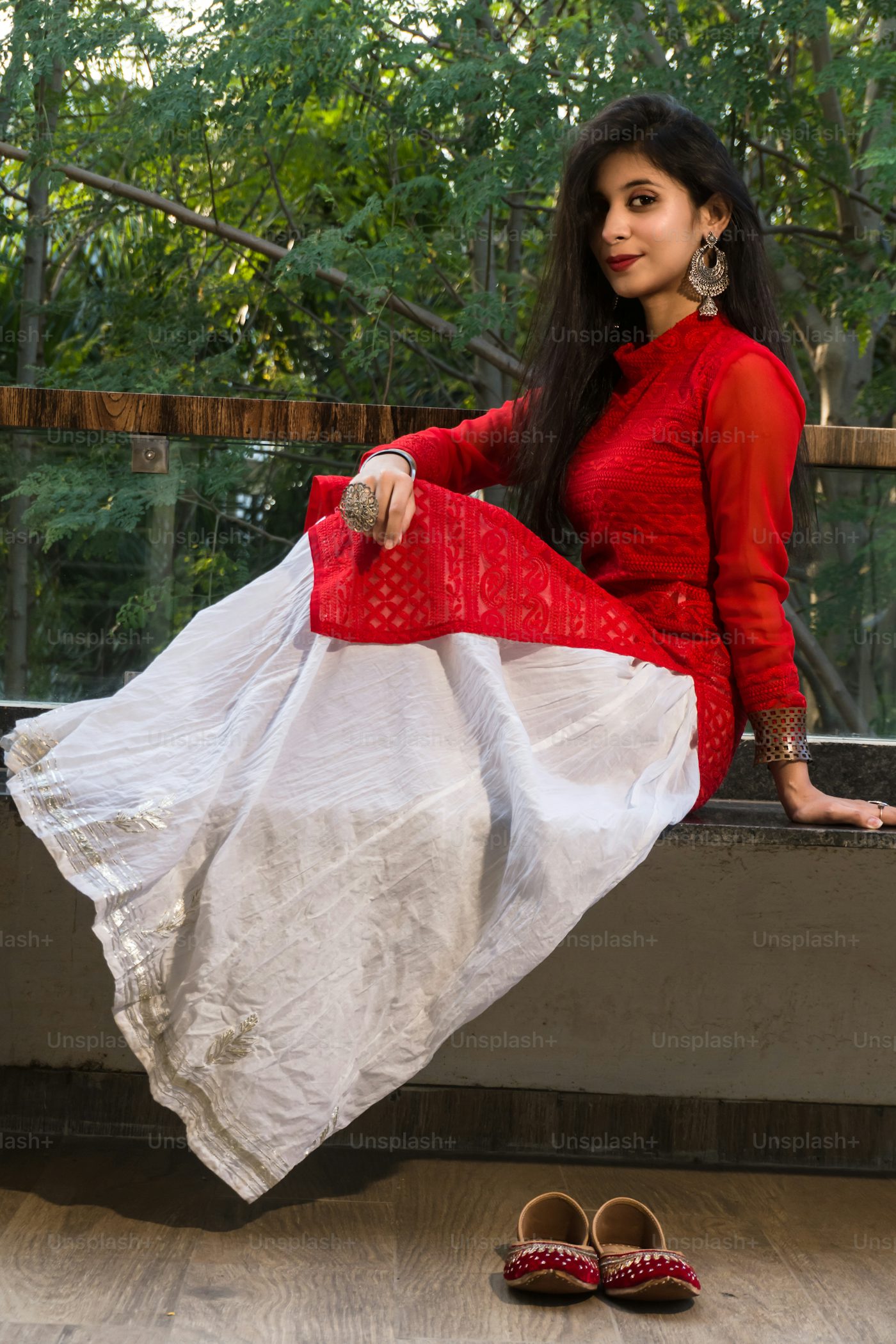 Red Nauvari Saree